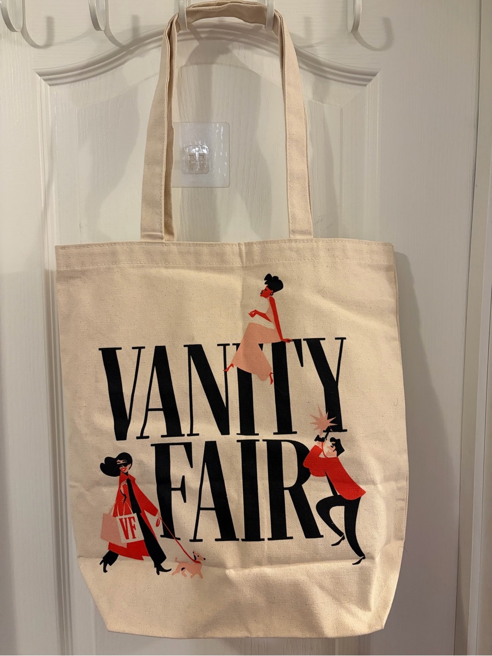 Vanity Fair Vintage Cream Tote with Black and Red Graphic NWOT